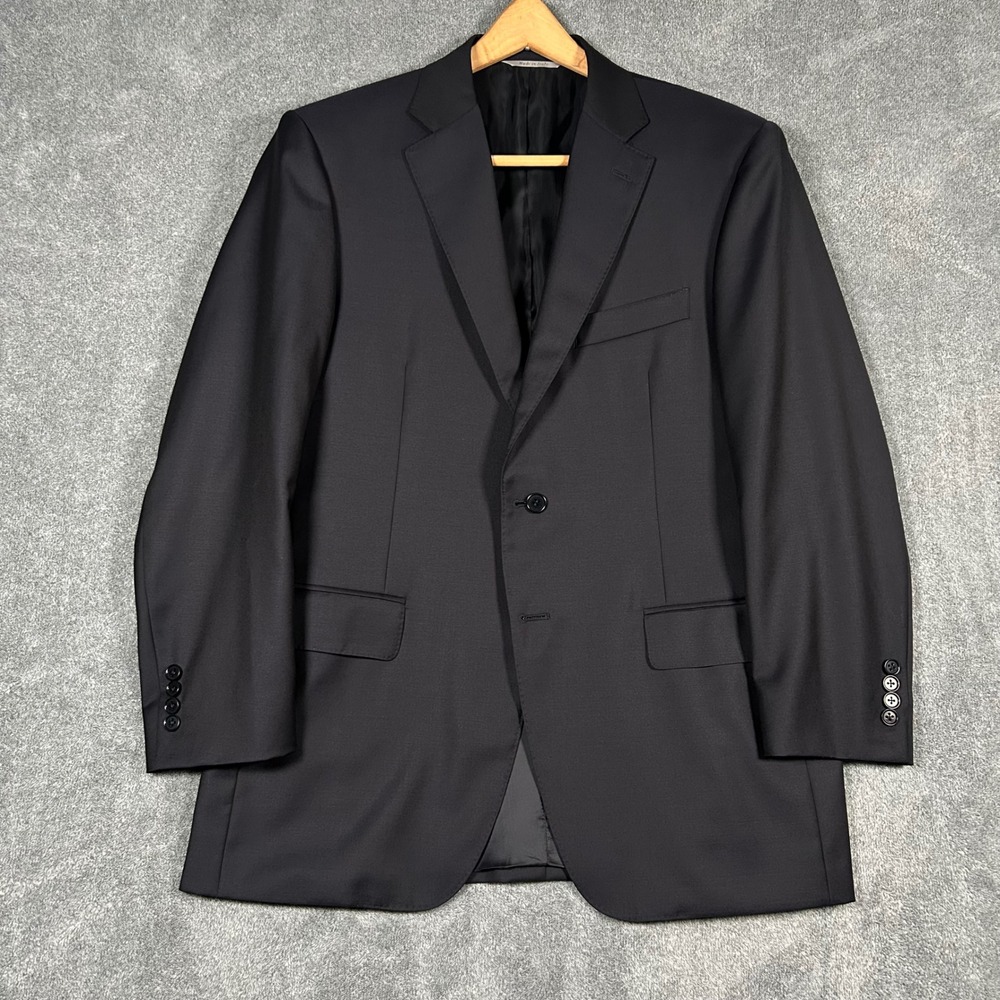 Canali 1934 Blazer Black 100% Wool 2 Button Made Italy Mens US 40R IT 50